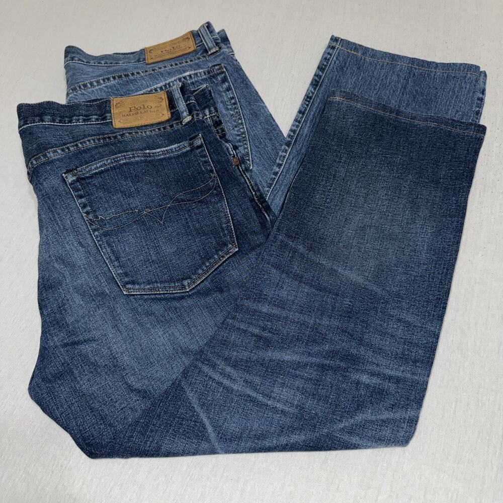 Polo RL Jeans Mens 36x30 Blue Hampton Relaxed Straight Stretch Lot Of 2 (36x27)